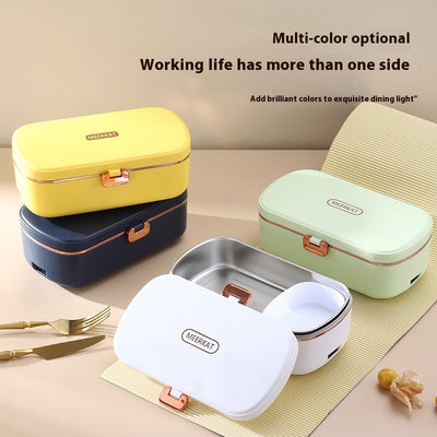 Mini Heating Insulated Lunch Box Plug-in Electric Office Worker Student Bento Stainless Steel Liner Gift